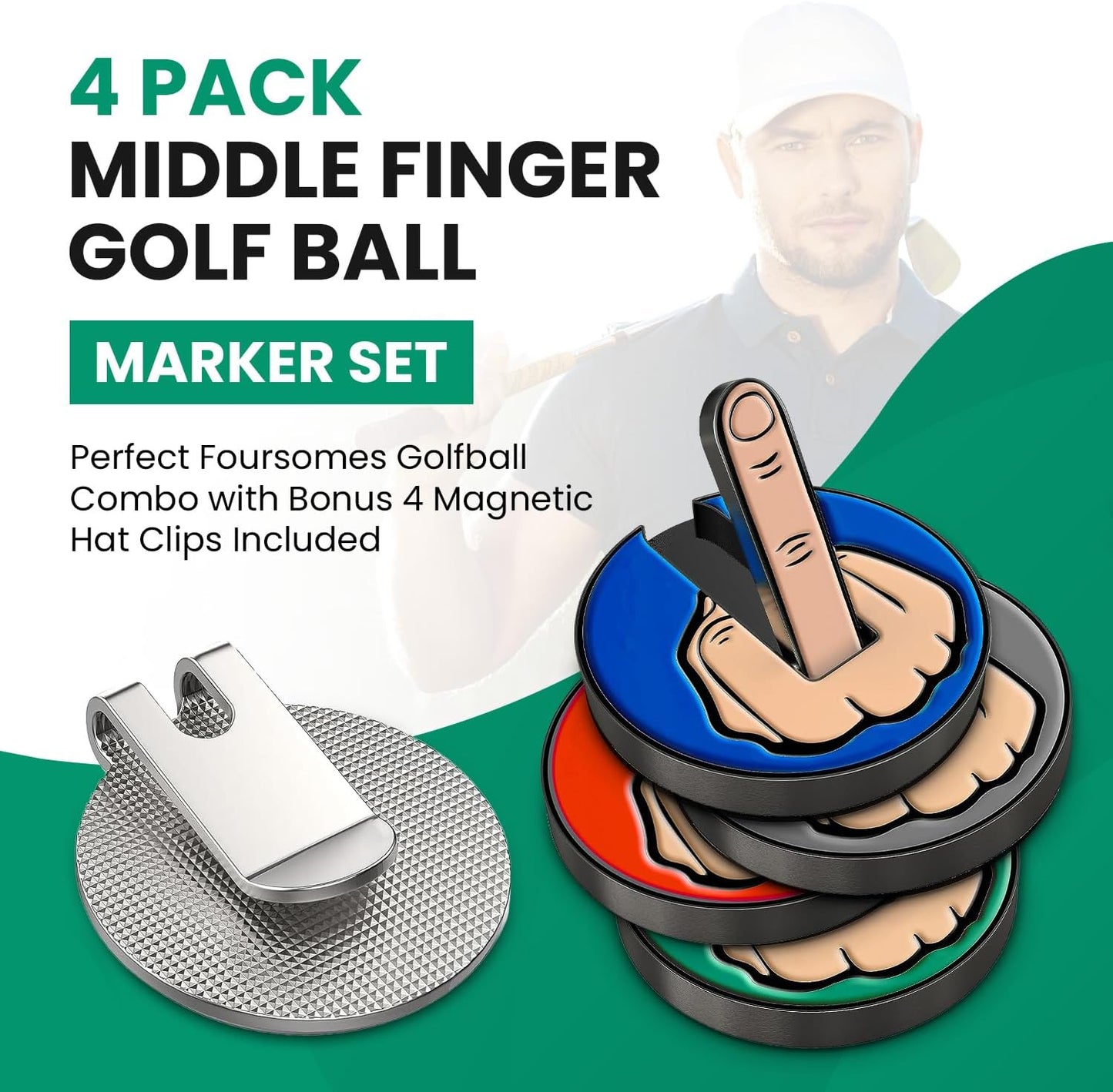 Ultimate Middle Finger Golf Ball Marker | Magnetic Hat Clip | Alignment Ball Mark | Funny Golf Accessory Cap Premium Gift for Golf Enthusiasts