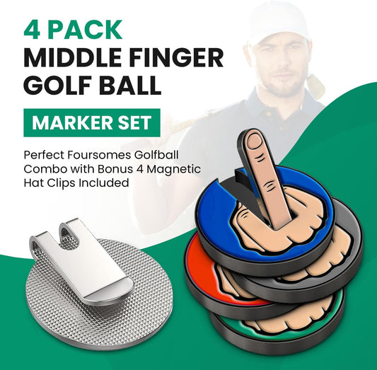 Ultimate Middle Finger Golf Ball Marker | Magnetic Hat Clip | Alignment Ball Mark | Funny Golf Accessory Cap Premium Gift for Golf Enthusiasts - K9King