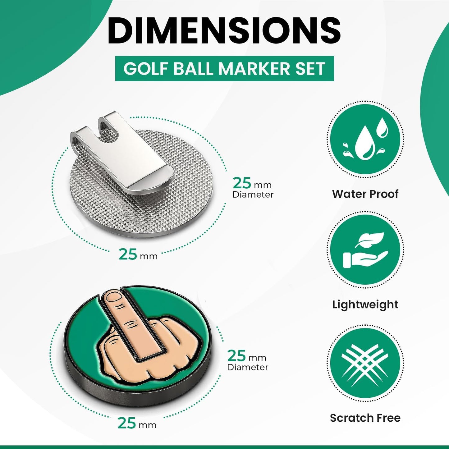 Ultimate Middle Finger Golf Ball Marker | Magnetic Hat Clip | Alignment Ball Mark | Funny Golf Accessory Cap Premium Gift for Golf Enthusiasts
