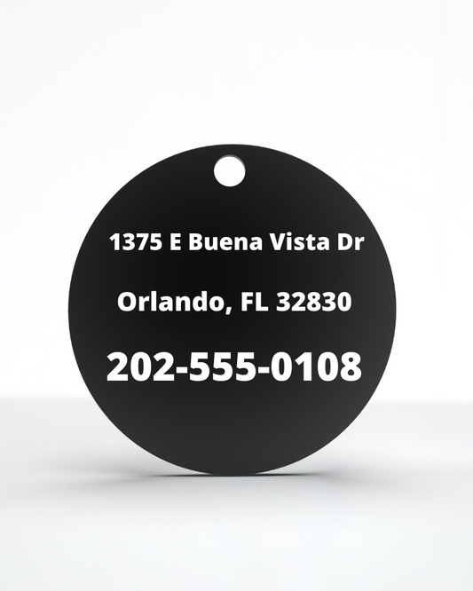 Personalized Dog Tag, Custom Pet ID Tags, Round Laser Engraved Tag with RV Mountain Camping Design - K9King