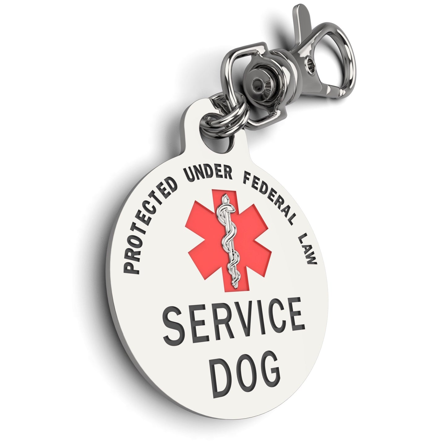 DOUBLE SIDED SERVICE DOG Tag with Red Medical Alert Symbol 1.25 inch - K9King