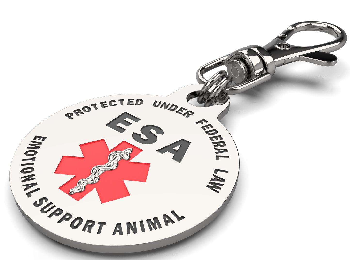 Emotional Support Animal (ESA) Tag 1.25" inch Double Sided with Red Medical Alert Symbol - K9King
