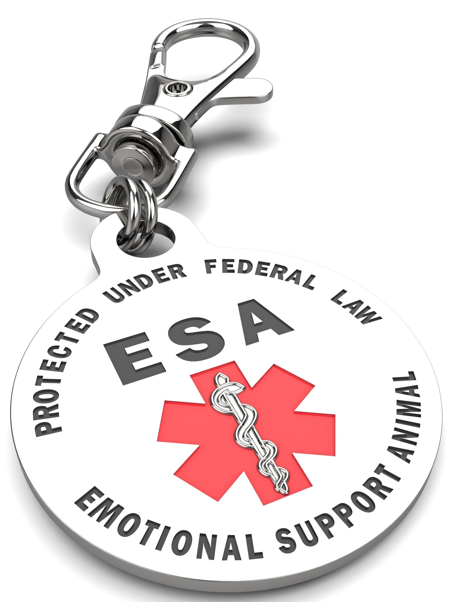 Emotional Support Animal (ESA) Tag 1.25" inch Double Sided with Red Medical Alert Symbol - K9King