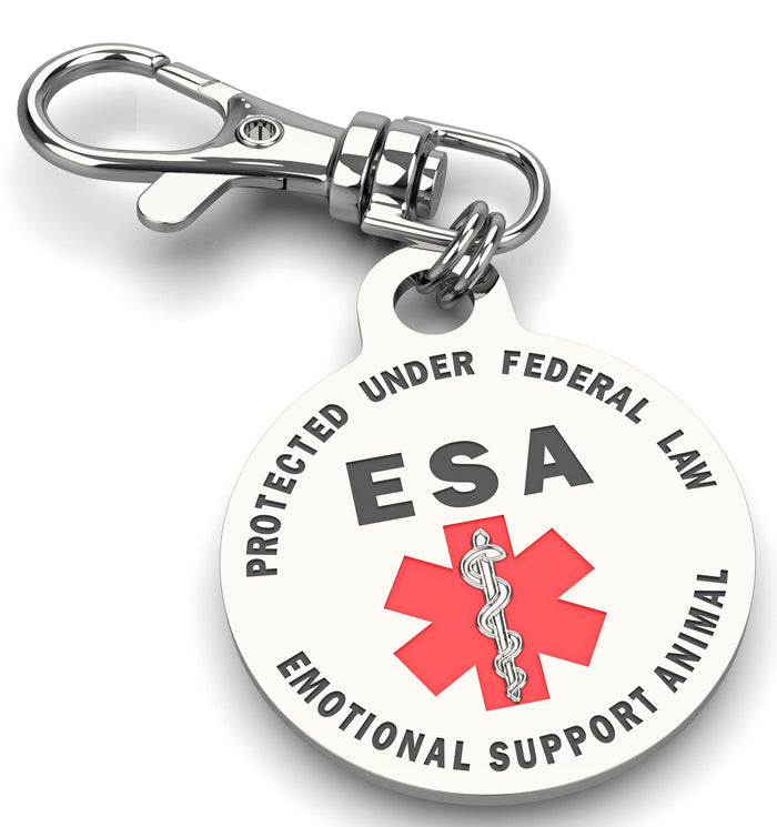 Emotional Support Animal (ESA) Tag 1.25" inch Double Sided with Red Medical Alert Symbol