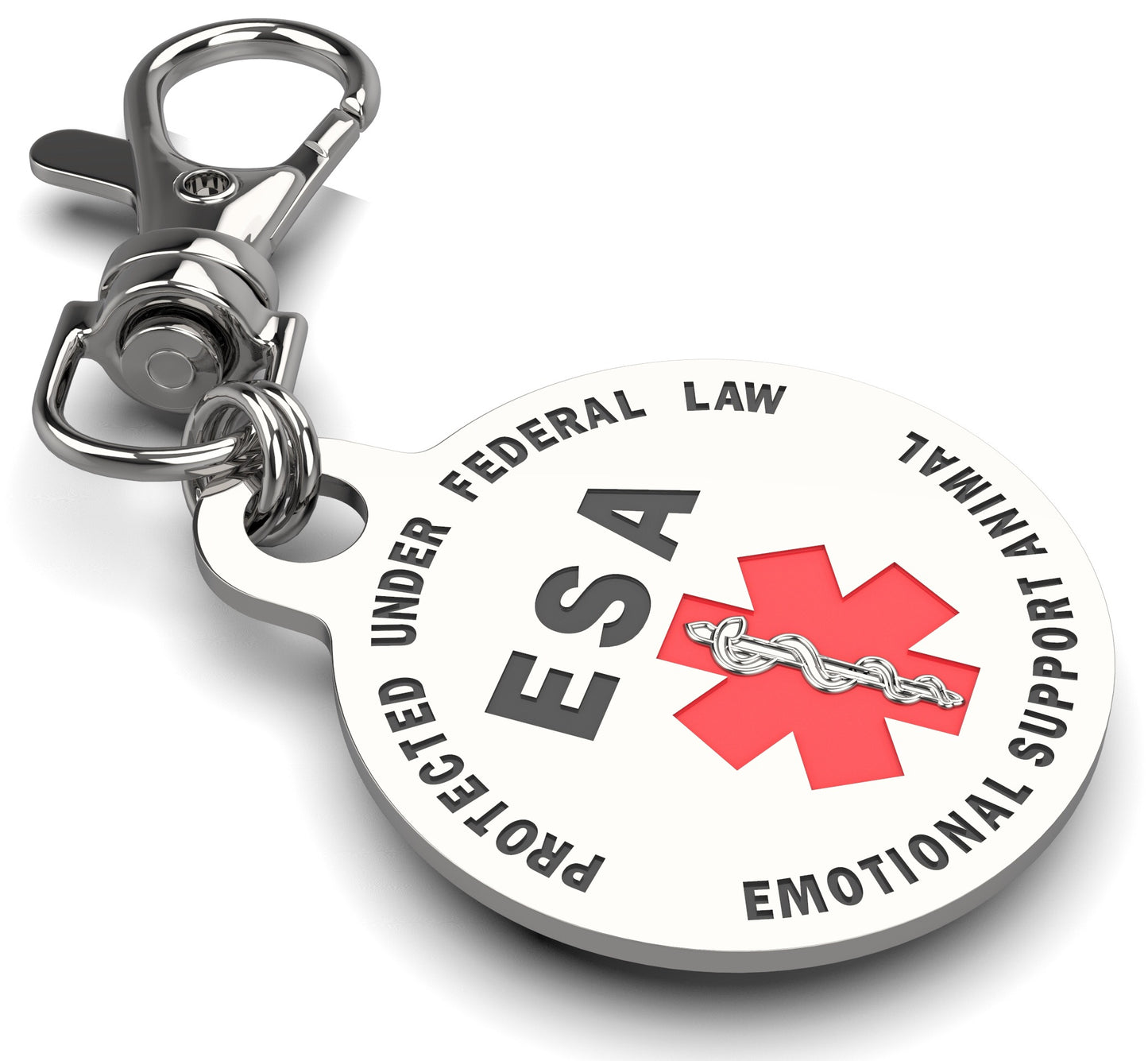 Emotional Support Animal (ESA) Tag 1.25" inch Double Sided with Red Medical Alert Symbol - K9King