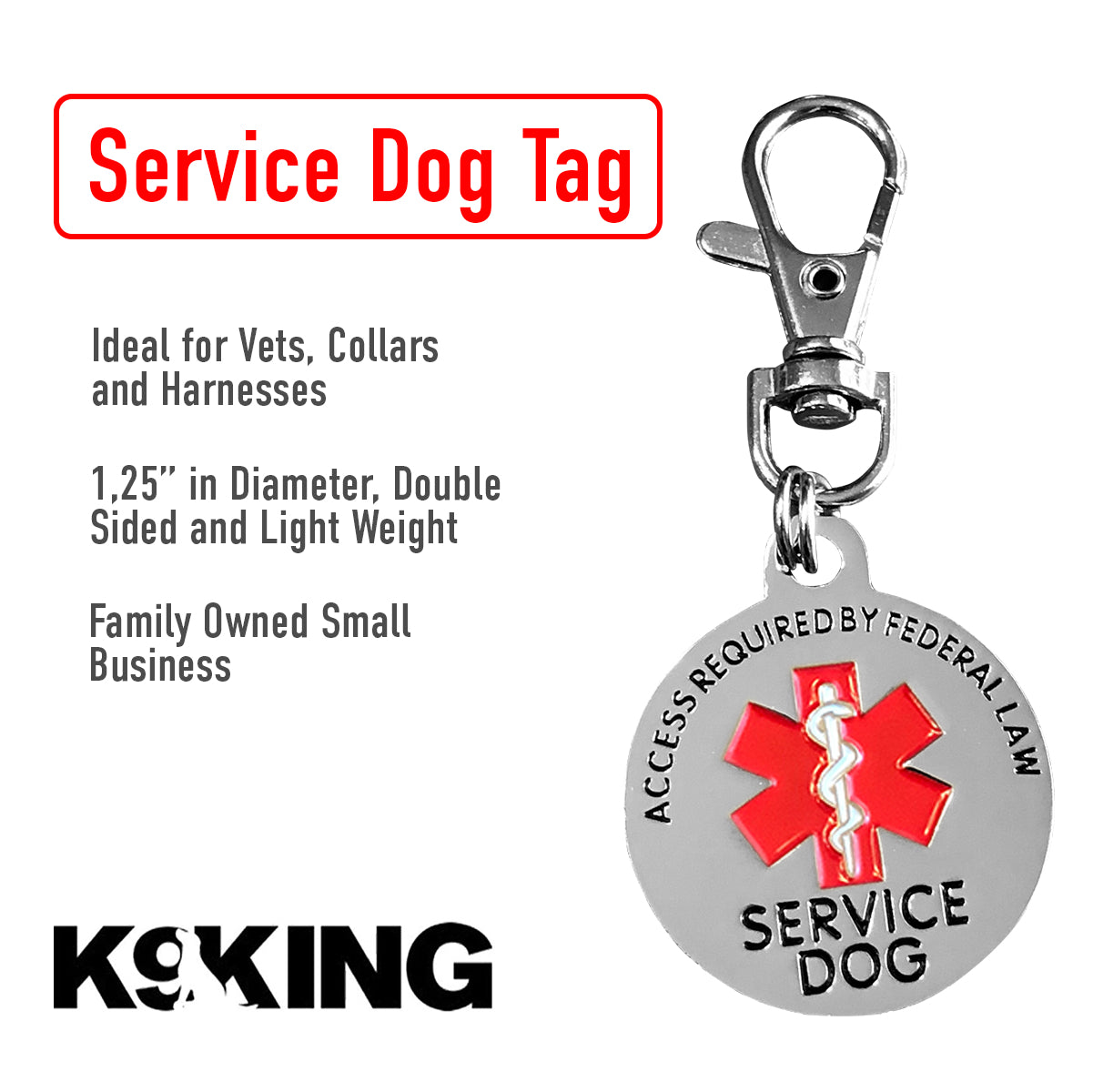 Double Sided Service Dog ACCESS REQUIRED Federal Protection Tag - K9King