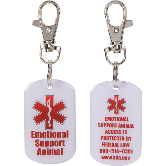 2 DOUBLE SIDED Emotional Support Animal (ESA) with Red Medical Alert Symbol 1.25 inch Durable ID Tag. QUICK RELEASE metal lobster clamp allowing you to switch between collars and vest. - K9King