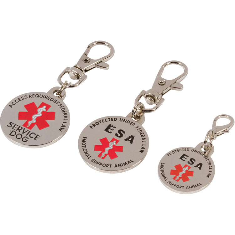 Emotional Support Animal (ESA) Tag 1.25" inch Double Sided with Red Medical Alert Symbol - K9King