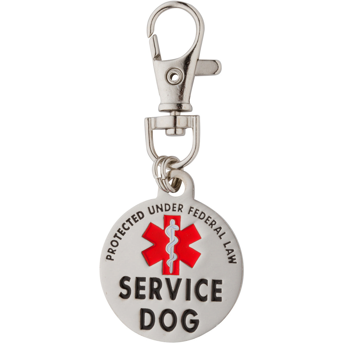 DOUBLE SIDED SERVICE DOG Tag with Red Medical Alert Symbol 1.25 inch - K9King