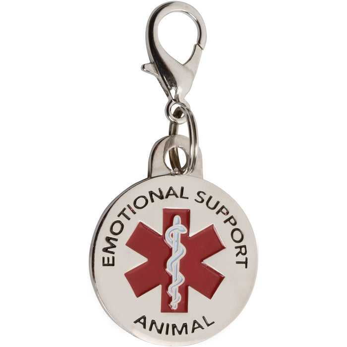 K9King Emotional Support Animal (ESA) Tag Double Sided Red Medical Alert Symbol 1.25" inches. Easily Switch Between Collars Harness and Vest.
