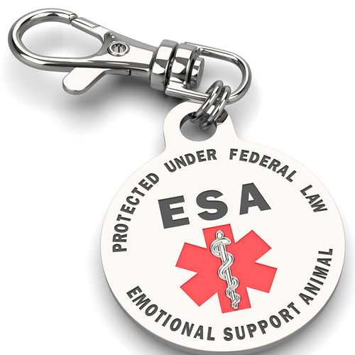 Emotional Support Animal (ESA) Tag 1.25" inch Double Sided with Red Medical Alert Symbol - K9King