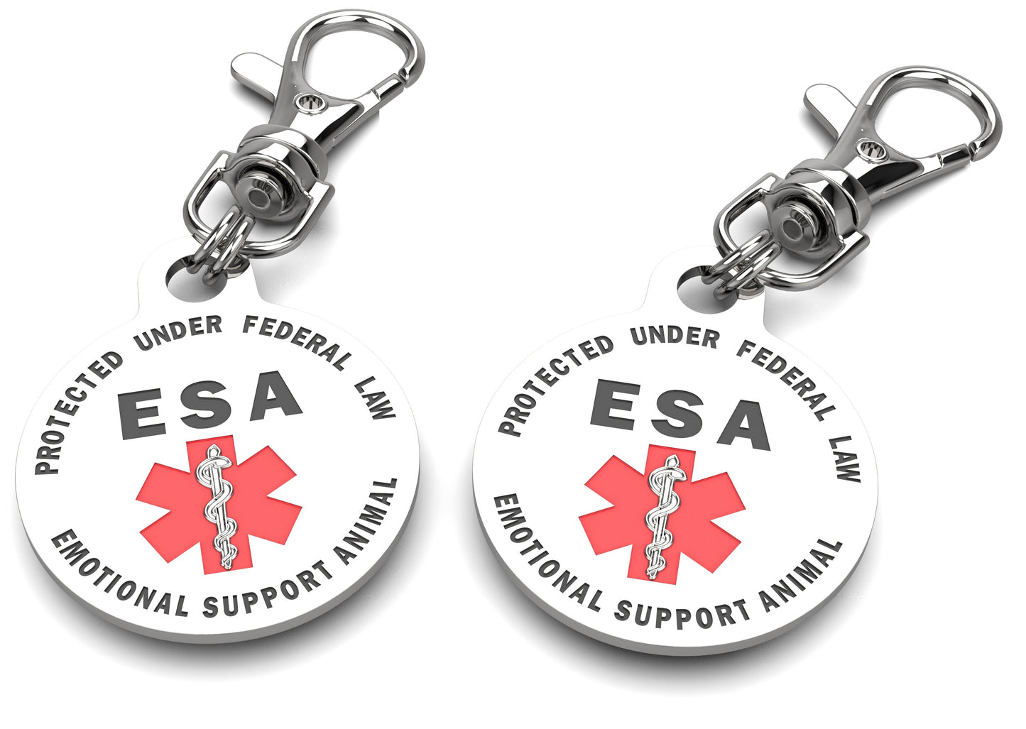 Emotional Support Animal (ESA) Tag 1.25" inch Double Sided with Red Medical Alert Symbol - K9King