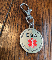 Emotional Support Animal (ESA) Tag 1.25" inch Double Sided with Red Medical Alert Symbol - K9King