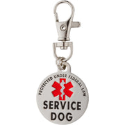 DOUBLE SIDED SERVICE DOG Tag with Red Medical Alert Symbol 1.25 inch - K9King