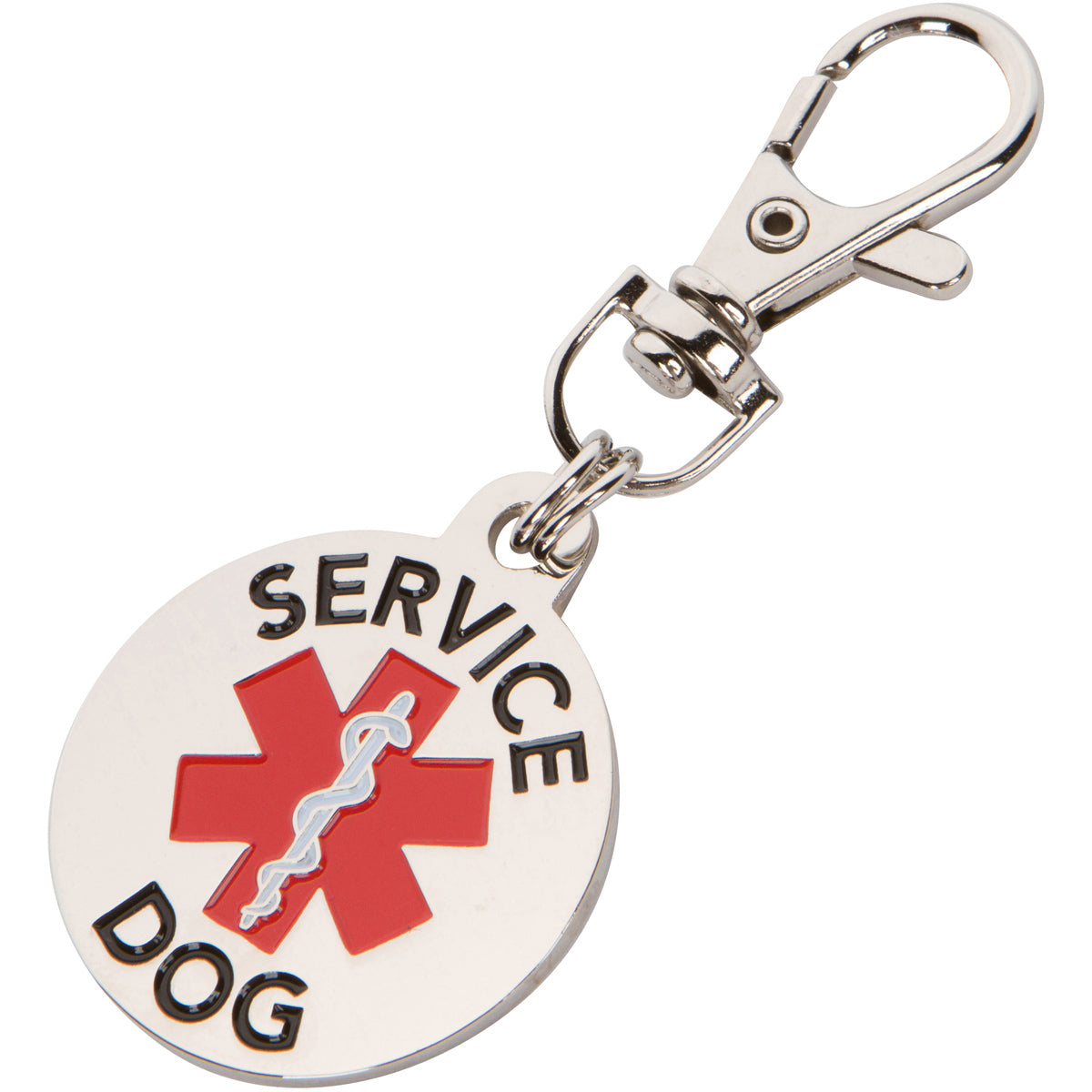 Service Dog Tag Medium to Large Breed Double Sided Red Medical Alert Symbol 1.25 inch ID Tag. Easily Switch Between Service Dog Vest Collars and Harness - K9King