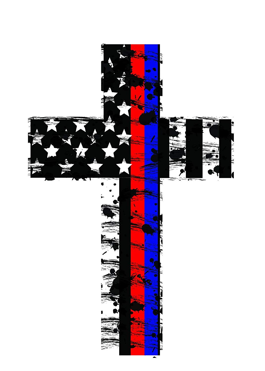 K9King Thin Red and Blue Line Crosses (2 Pack) Highly Reflective. Subdued Us Flag Reflective Decal Honoring Our Firefighters, Police, EMT, and Paramedics - K9King